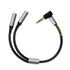 Nylon Braided LShape 3.5mm Audio Jack Dual Splitter Cable Black Silver - TradeNRG UK